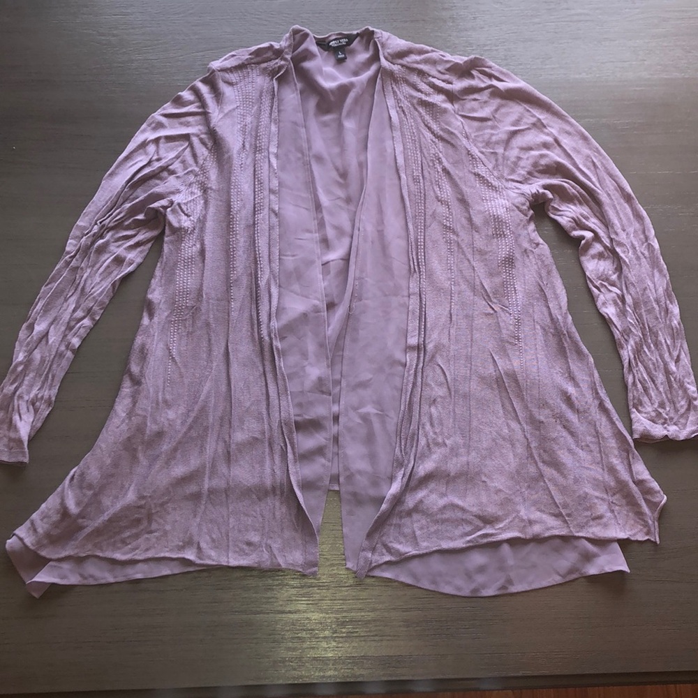 Simply Vera Wang Cardigan with sheer underlay LG